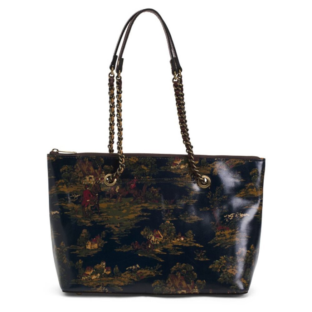 NWT $269 Patricia Nash Leather Belle Tote Bag Kent Countryside Equestrian Print